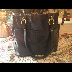 Coach Brown Paten Tote Bag